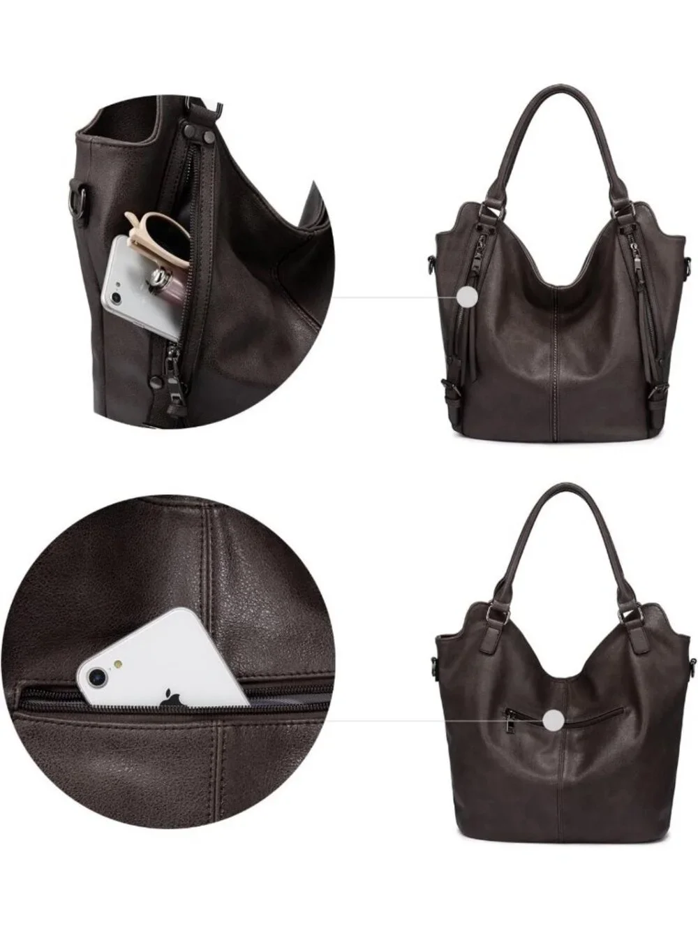 Stylish PU Leather Tote Bag for Women - Large Hobo Shoulder Purse with